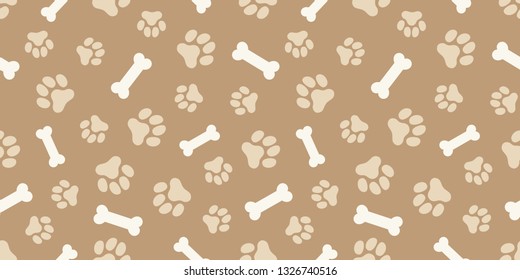 Paw Prints & Dog Bone Pattern. Vector Illustration