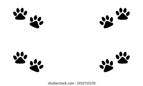 Paw prints of dog isolated on white, Black footprints of dogs - vector illustration