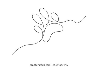 Paw prints. Hand drawn background footprint pet, dog or cat. Continuous line animal. Paw drawn in one continuous line. One line drawing.