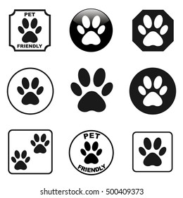 Paw prints icons set vector