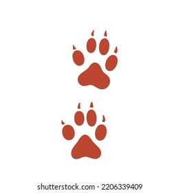 Paw Prints Isolated on White Background. Cat or Dog Walking Trail, Animal Feet Icons. Pawprint with Talons, Abstract Brown Wild or Domestic Animal Foot Shapes. Cartoon Vector Illustration