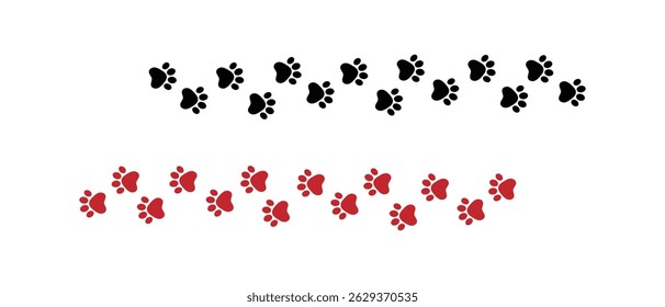 Paw Prints Left and Right Animal or Dog. Paw Prints Background.