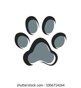 Paw Prints. Logo. Vector Illustration. Isolated vector Illustration. Black and grey on White background. Animal foot print