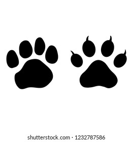Paw prints. Logo. Vector illustration. Isolated vector illustration. Black on a white background.Vector illustration.