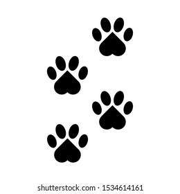 Paw Prints. Logo. Vector Illustration. Isolated vector Illustration. Black on White background. 