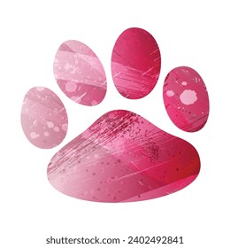 Paw Prints. Logo. Vector Illustration. Watercolor style. Amaranth purple color.