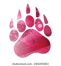 Paw Prints. Logo. Vector Illustration. Watercolor style. Amaranth purple color.