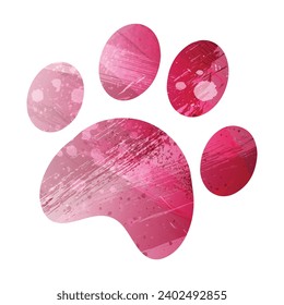 Paw Prints. Logo. Vector Illustration. Watercolor style. Amaranth purple color.