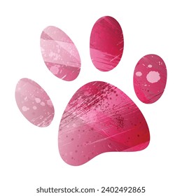 Paw Prints. Logo. Vector Illustration. Watercolor style. Amaranth purple color.