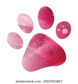 Paw Prints. Logo. Vector Illustration. Watercolor style. Amaranth purple color.