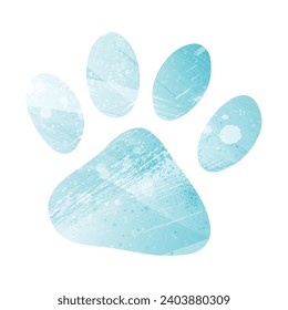 Paw Prints. Logo. Vector Illustration. Watercolor style. Aquamarine color.