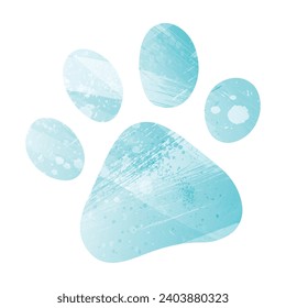 Paw Prints. Logo. Vector Illustration. Watercolor style. Aquamarine color.