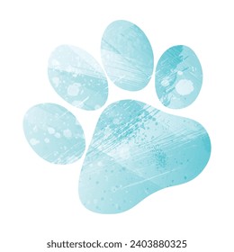 Paw Prints. Logo. Vector Illustration. Watercolor style. Aquamarine color.