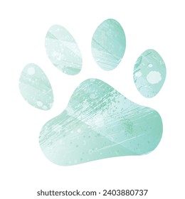 Paw Prints. Logo. Vector Illustration. Watercolor style. Aquamarine green color.