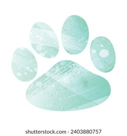 Paw Prints. Logo. Vector Illustration. Watercolor style. Aquamarine green color.