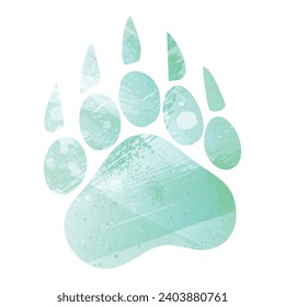 Paw Prints. Logo. Vector Illustration. Watercolor style. Aquamarine green color.