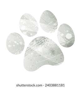 Paw Prints. Logo. Vector Illustration. Watercolor style. Agate gray color.