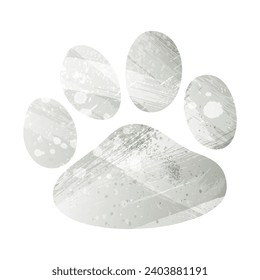 Paw Prints. Logo. Vector Illustration. Watercolor style. Agate gray color.