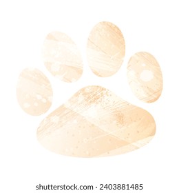 Paw Prints. Logo. Vector Illustration. Watercolor style. Apricot light color.