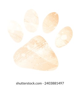 Paw Prints. Logo. Vector Illustration. Watercolor style. Apricot light color.