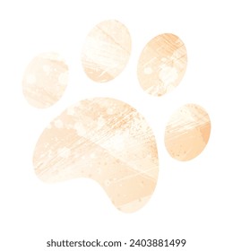 Paw Prints. Logo. Vector Illustration. Watercolor style. Apricot light color.