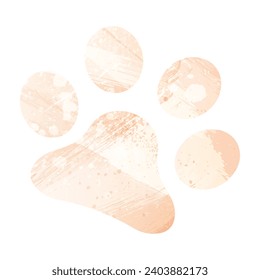 Paw Prints. Logo. Vector Illustration. Watercolor style. Apricot color.