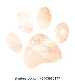 Paw Prints. Logo. Vector Illustration. Watercolor style. Apricot color.