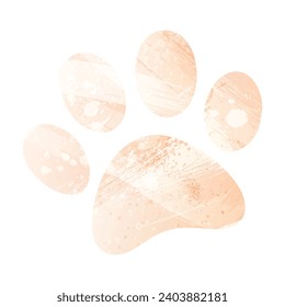 Paw Prints. Logo. Vector Illustration. Watercolor style. Apricot color.