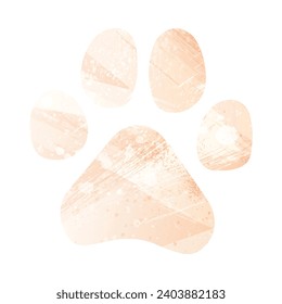 Paw Prints. Logo. Vector Illustration. Watercolor style. Apricot color.