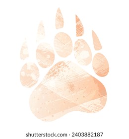 Paw Prints. Logo. Vector Illustration. Watercolor style. Apricot color.