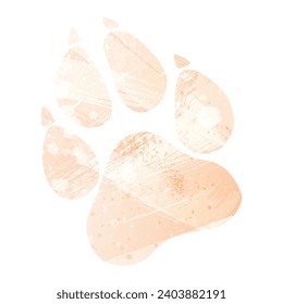 Paw Prints. Logo. Vector Illustration. Watercolor style. Apricot color.