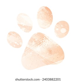 Paw Prints. Logo. Vector Illustration. Watercolor style. Apricot color.