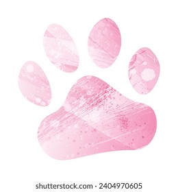 Paw Prints. Logo. Vector Illustration. Watercolor style. Amaranth pink color.