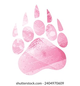 Paw Prints. Logo. Vector Illustration. Watercolor style. Amaranth pink color.