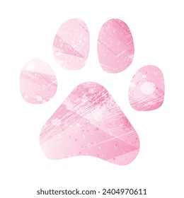 Paw Prints. Logo. Vector Illustration. Watercolor style. Amaranth pink color.