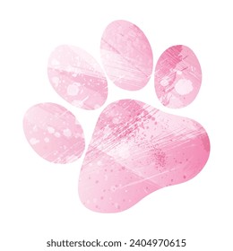 Paw Prints. Logo. Vector Illustration. Watercolor style. Amaranth pink color.