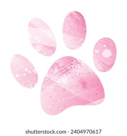 Paw Prints. Logo. Vector Illustration. Watercolor style. Amaranth pink color.