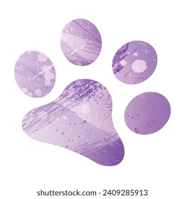 Paw Prints. Logo. Vector Illustration. Watercolor style. Amethyst purple color.