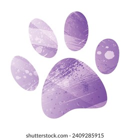 Paw Prints. Logo. Vector Illustration. Watercolor style. Amethyst purple color.