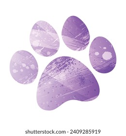 Paw Prints. Logo. Vector Illustration. Watercolor style. Amethyst purple color.