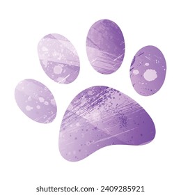 Paw Prints. Logo. Vector Illustration. Watercolor style. Amethyst purple color.