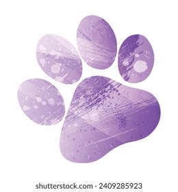 Paw Prints. Logo. Vector Illustration. Watercolor style. Amethyst purple color.