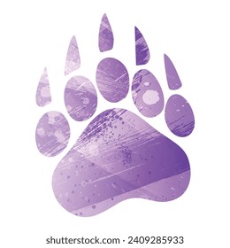 Paw Prints. Logo. Vector Illustration. Watercolor style. Amethyst purple color.