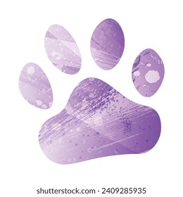 Paw Prints. Logo. Vector Illustration. Watercolor style. Amethyst purple color.