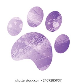 Paw Prints. Logo. Vector Illustration. Watercolor style. Amethyst purple color.