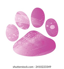 Paw Prints. Logo. Vector Illustration. Watercolor style. Amaranth light cherry pink color.