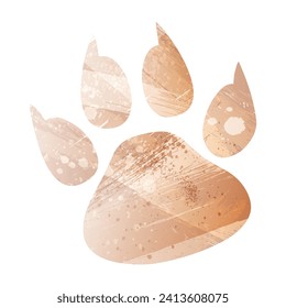 Paw Prints. Logo. Vector Illustration. Watercolor style. Antique brass. Light brown. Gold color.
