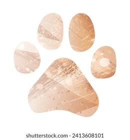 Paw Prints. Logo. Vector Illustration. Watercolor style. Antique brass. Light brown. Gold color.