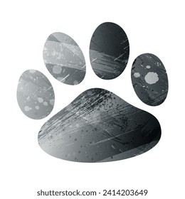 Paw Prints. Logo. Vector Illustration. Watercolor style. Anthracite gray. Dark gray. Black color.
