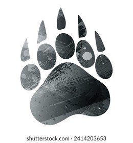 Paw Prints. Logo. Vector Illustration. Watercolor style. Anthracite gray. Dark gray. Black color.
